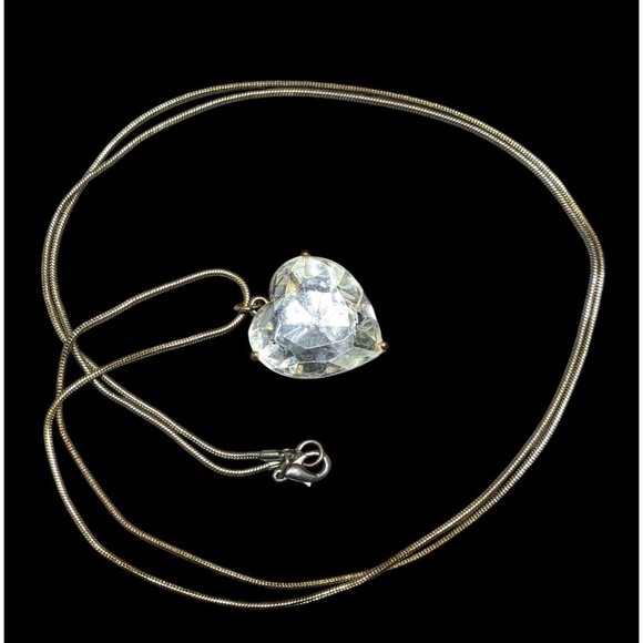Coquette Glam Chunky Heart Gemmed Pendant Necklace - Picture 1 of 9